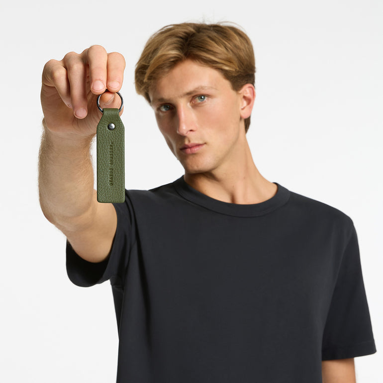 Status Anxiety Make Your Move Leather Keyring Khaki