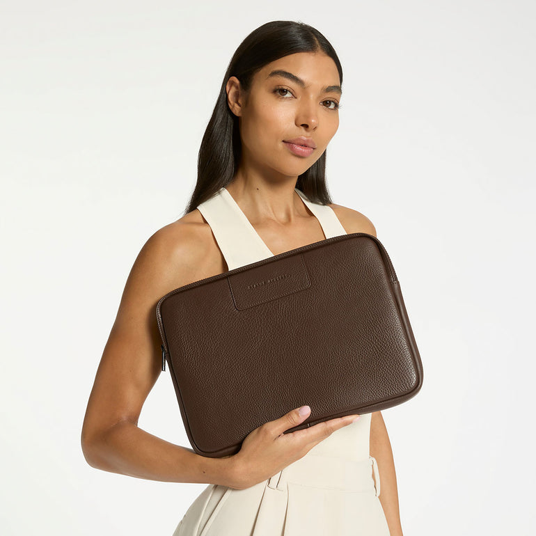 Status Anxiety Before I Leave Leather Laptop Case Cocoa