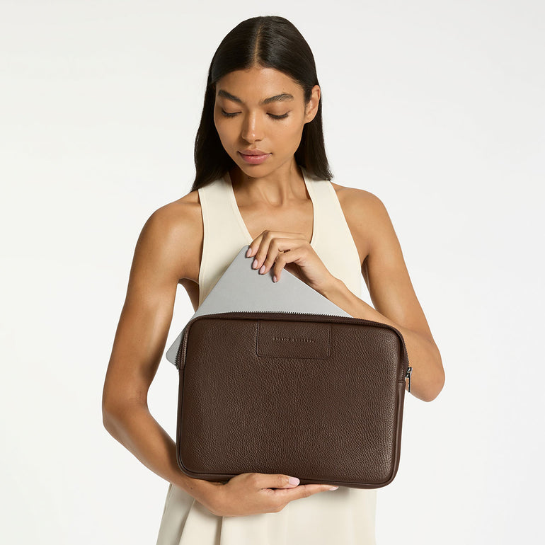 Status Anxiety Before I Leave Leather Laptop Case Cocoa