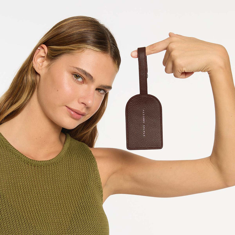 Status Anxiety Found You Leather Luggage Tag Cocoa