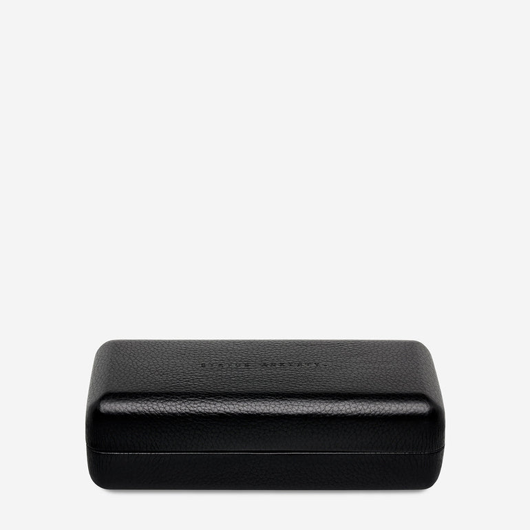 Status Anxiety Run To The Sun Leather Sunglasses Case Black