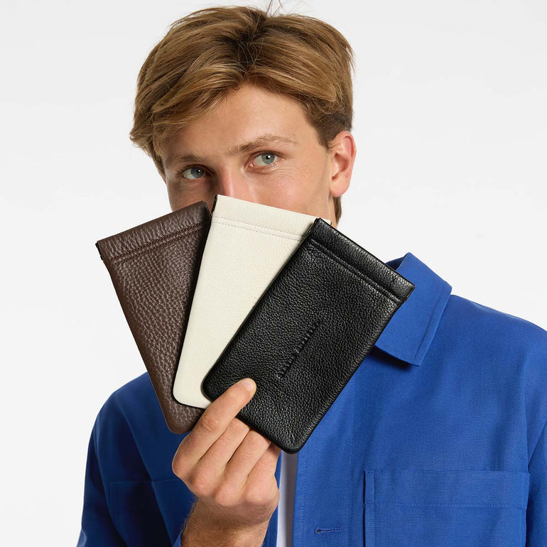 Status Anxiety Keepsake Leather Glasses Pouch Chalk