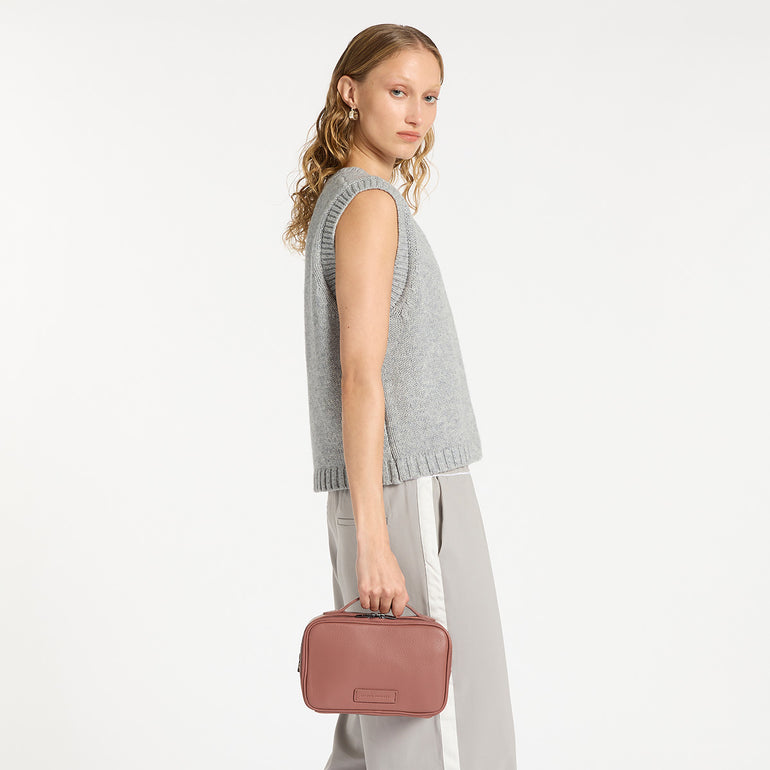Status Anxiety Other Side Leather Toiletries Bag Dusty Rose