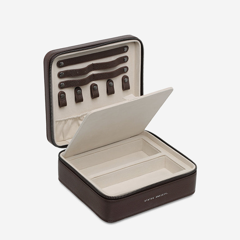 Status Anxiety Along For The Ride Leather Jewellery Case Cocoa