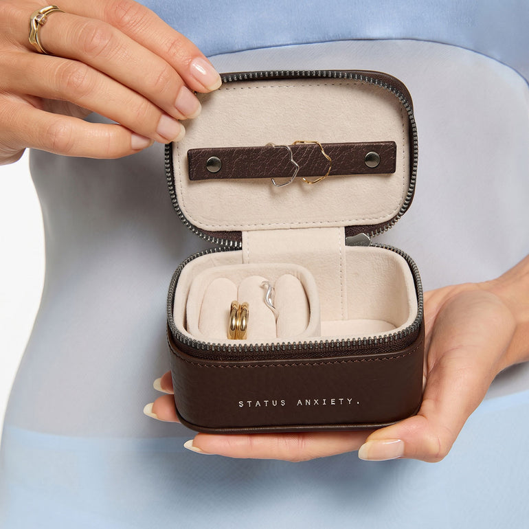 Status Anxiety Heartbreaker Leather Jewellery Case Cocoa