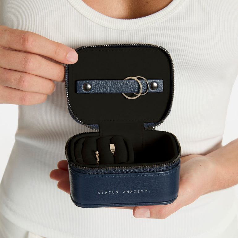 Status Anxiety Heartbreaker Leather Jewellery Case Midnight Blue