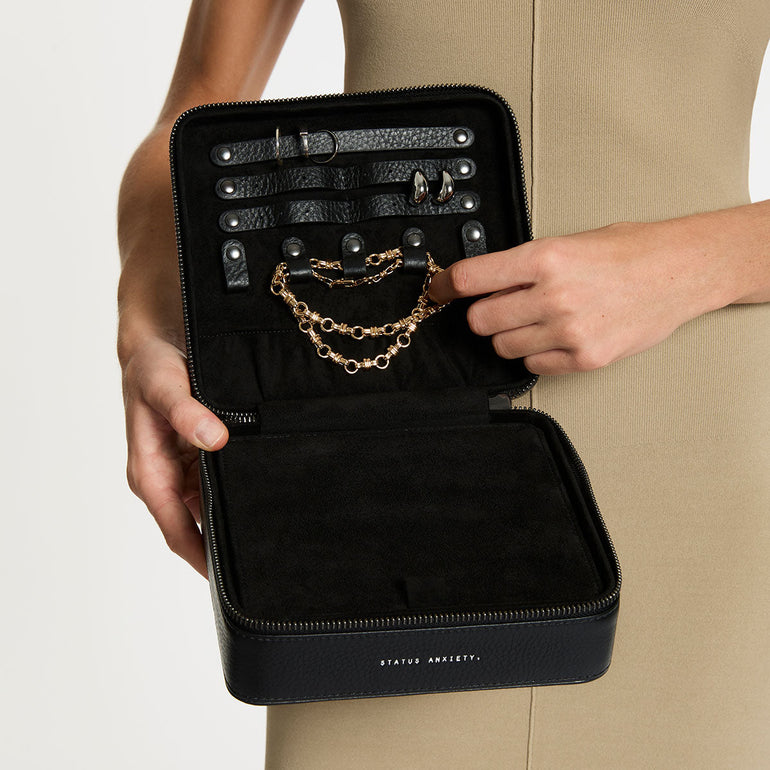 Status Anxiety Along For The Ride Leather Jewellery Case Black