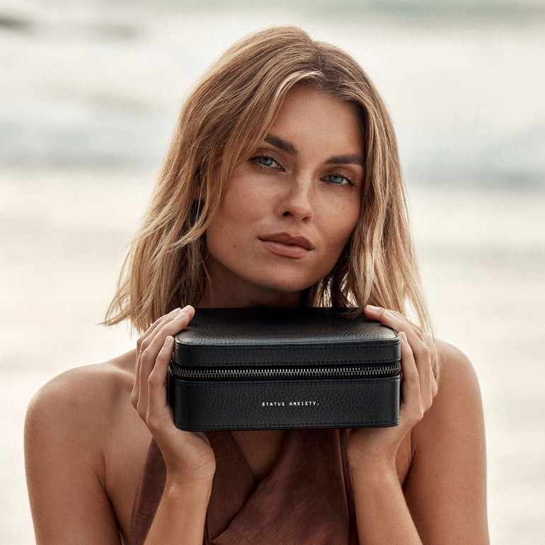 Status Anxiety Along For The Ride Leather Jewellery Case Black