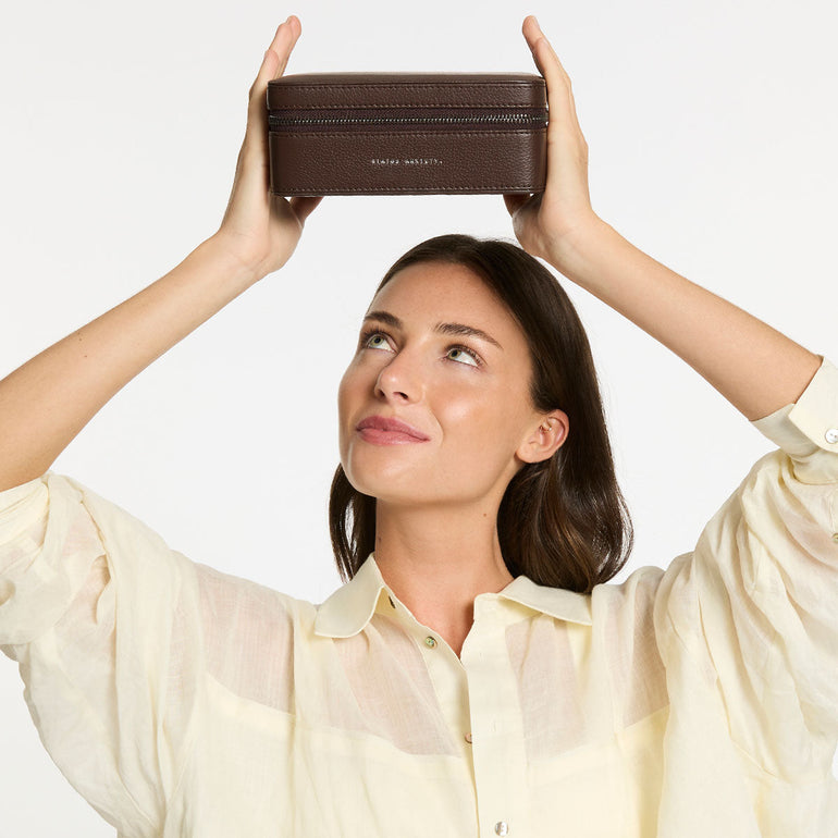 Status Anxiety Along For The Ride Leather Jewellery Case Cocoa