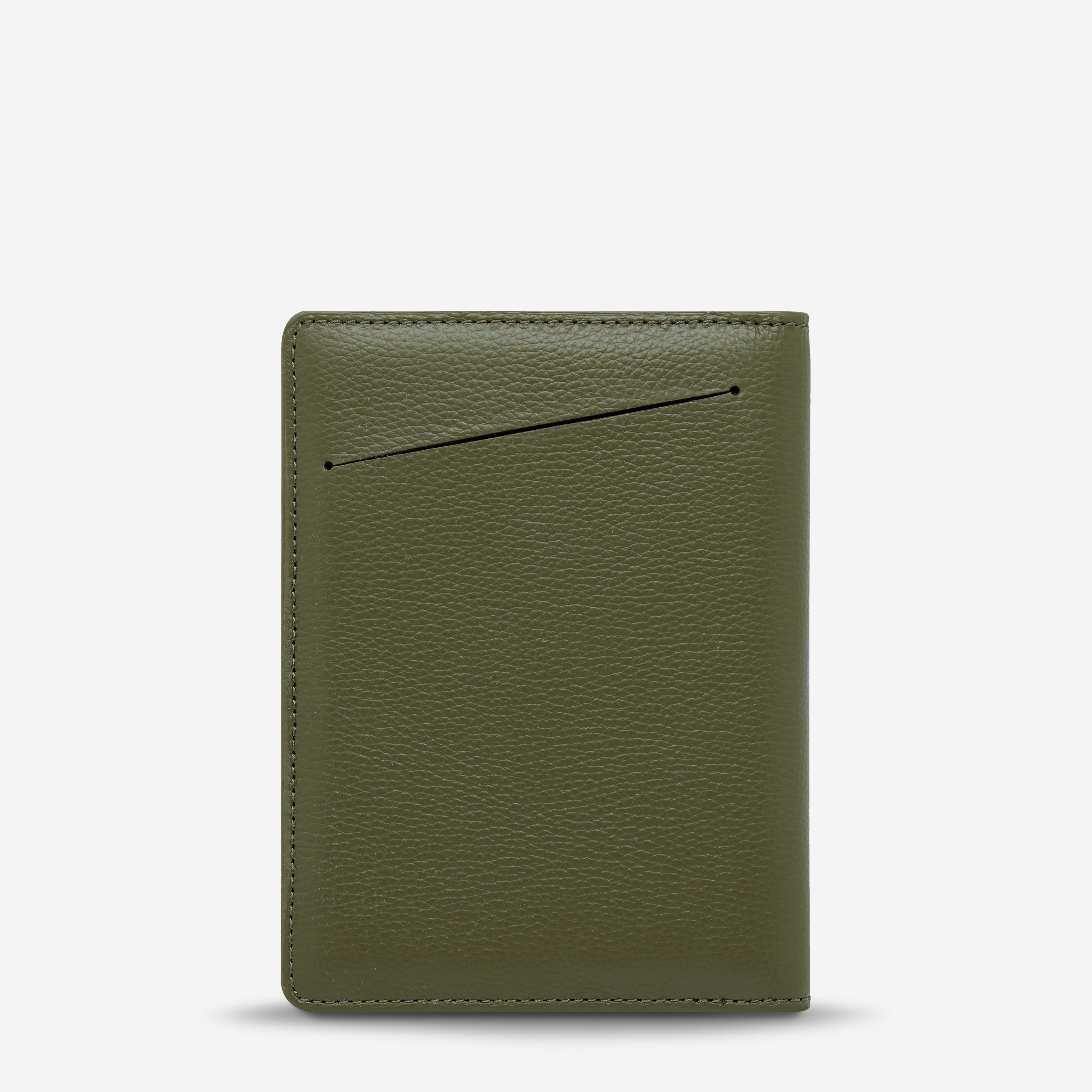 Status Anxiety In Transit Leather Passport Wallet Khaki