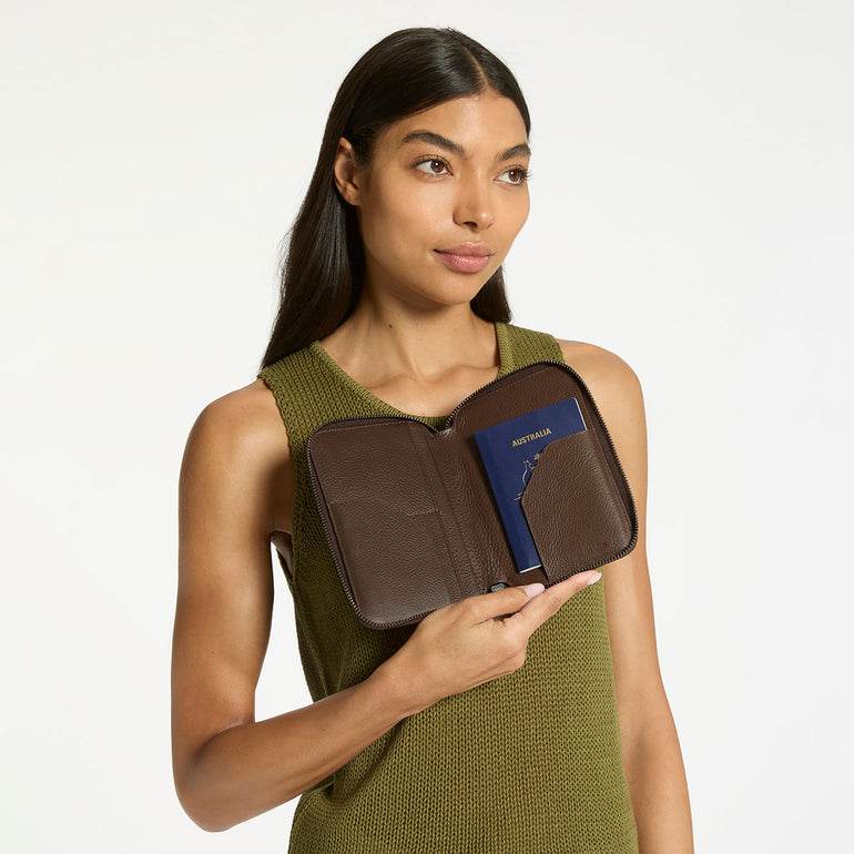 Status Anxiety Nowhere To Be Found Leather Travel Wallet Cocoa