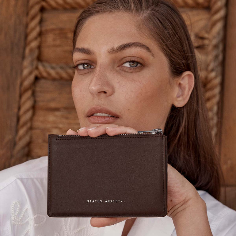 Status Anxiety Gone Again Leather Wallet Cocoa Nappa