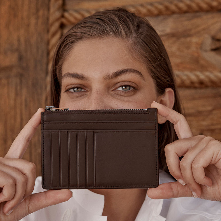 Status Anxiety Gone Again Leather Wallet Cocoa Nappa