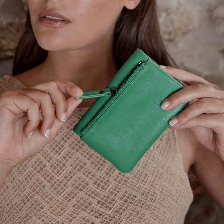 Status Anxiety Is Now Better Women's Leather Wallet Emerald Nappa