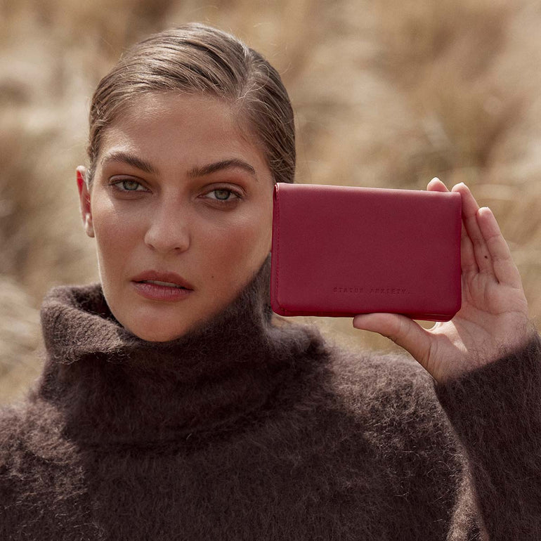 Status Anxiety Is Now Better Women's Leather Wallet Rouge Nappa