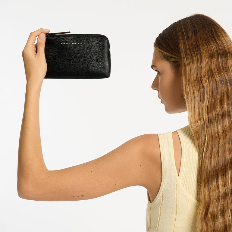 Status Anxiety Smoke and Mirrors Women's Leather Pouch Wallet Black