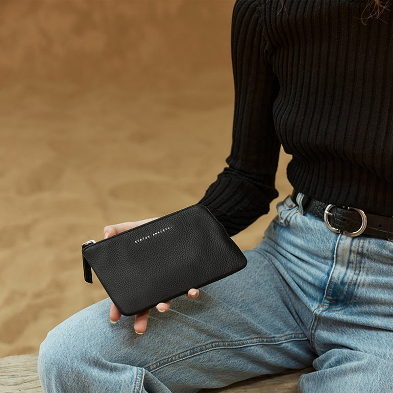 Status Anxiety Smoke and Mirrors Women's Leather Pouch Wallet Black