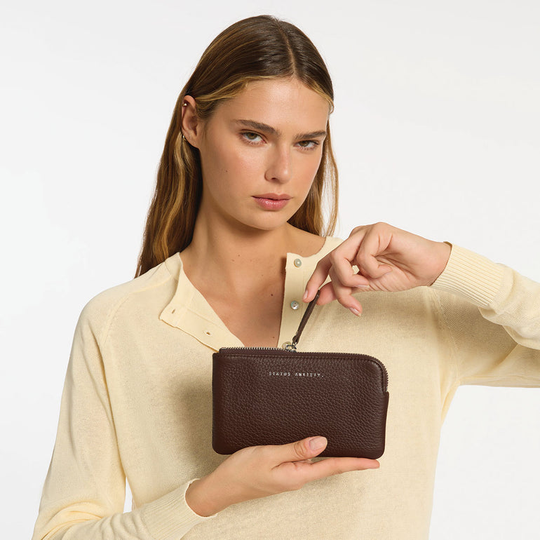 Status Anxiety Smoke and Mirrors Women's Leather Pouch Wallet Cocoa