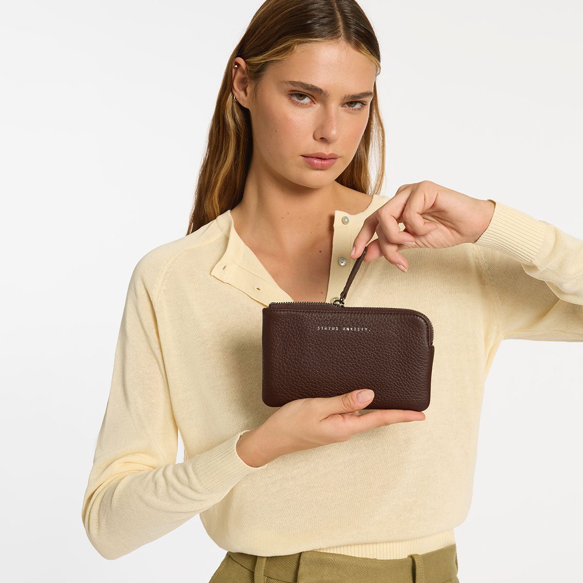 Status Anxiety Smoke and Mirrors Women's Leather Pouch Wallet Cocoa