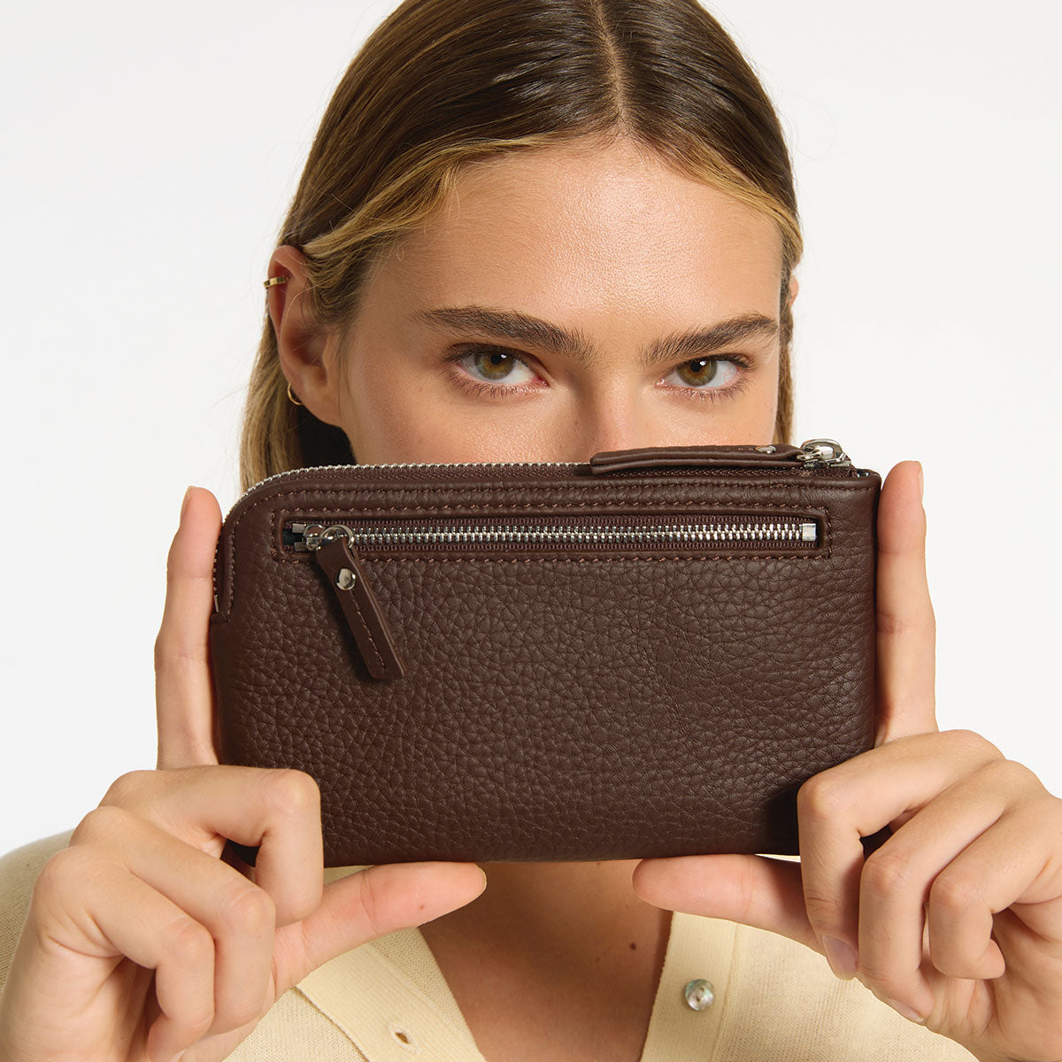 Status Anxiety Smoke and Mirrors Women's Leather Pouch Wallet Cocoa