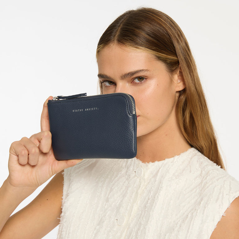 Status Anxiety Smoke and Mirrors Women's Leather Pouch Wallet Midnight Blue