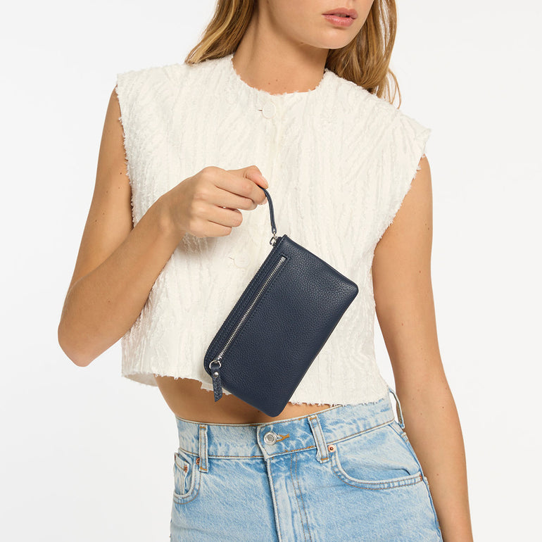 Status Anxiety Smoke and Mirrors Women's Leather Pouch Wallet Midnight Blue