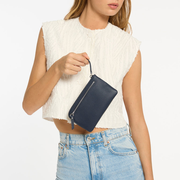 Status Anxiety Smoke and Mirrors Women's Leather Pouch Wallet Midnight Blue