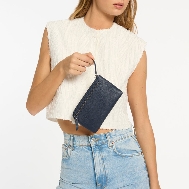 Status Anxiety Smoke and Mirrors Women's Leather Pouch Wallet Midnight Blue