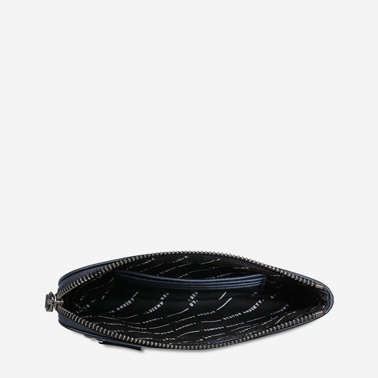 Status Anxiety Smoke and Mirrors Women's Leather Pouch Wallet Midnight Blue