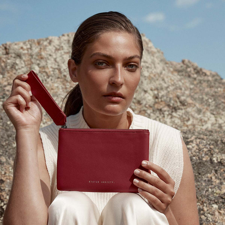 Status Anxiety Take Your Chances Women's Leather Pouch Rouge Nappa