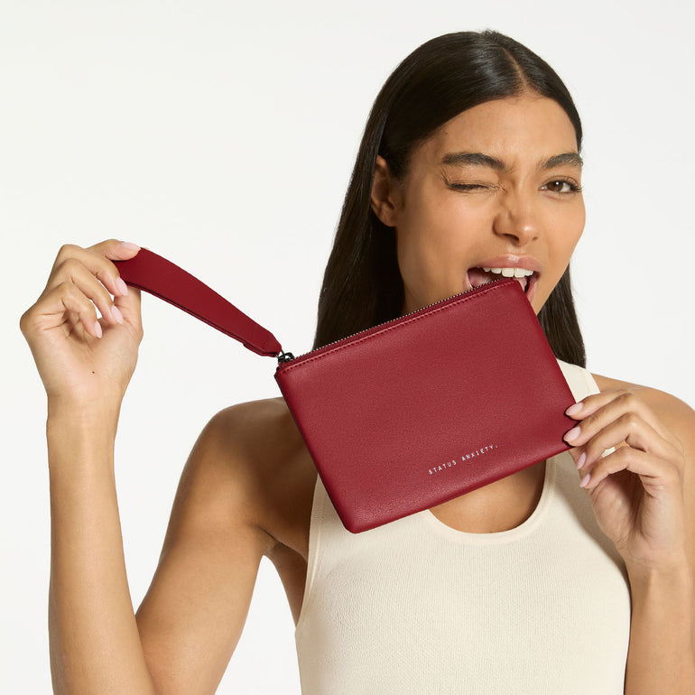 Status Anxiety Take Your Chances Women's Leather Pouch Rouge Nappa
