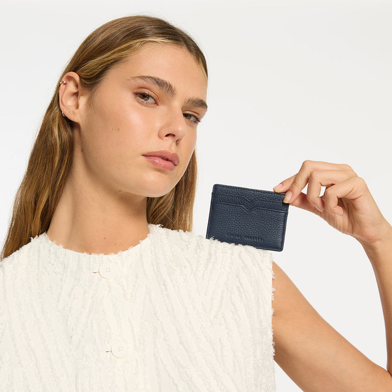 Status Anxiety Together For Now Leather Card Wallet Midnight Blue