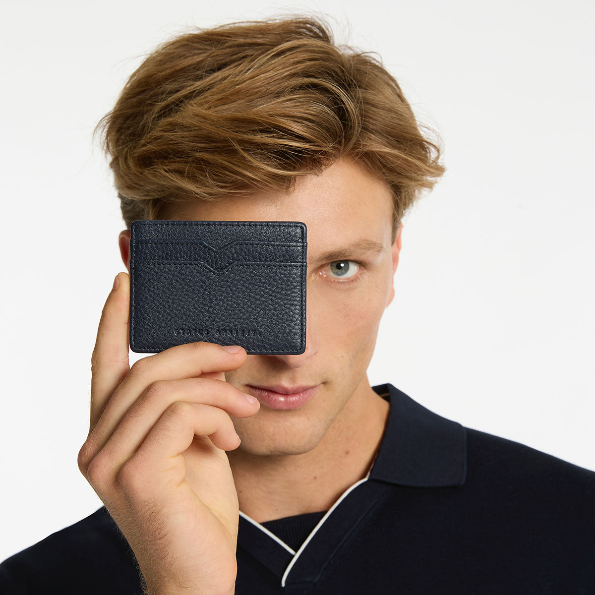 Status Anxiety Together For Now Leather Card Wallet Midnight Blue