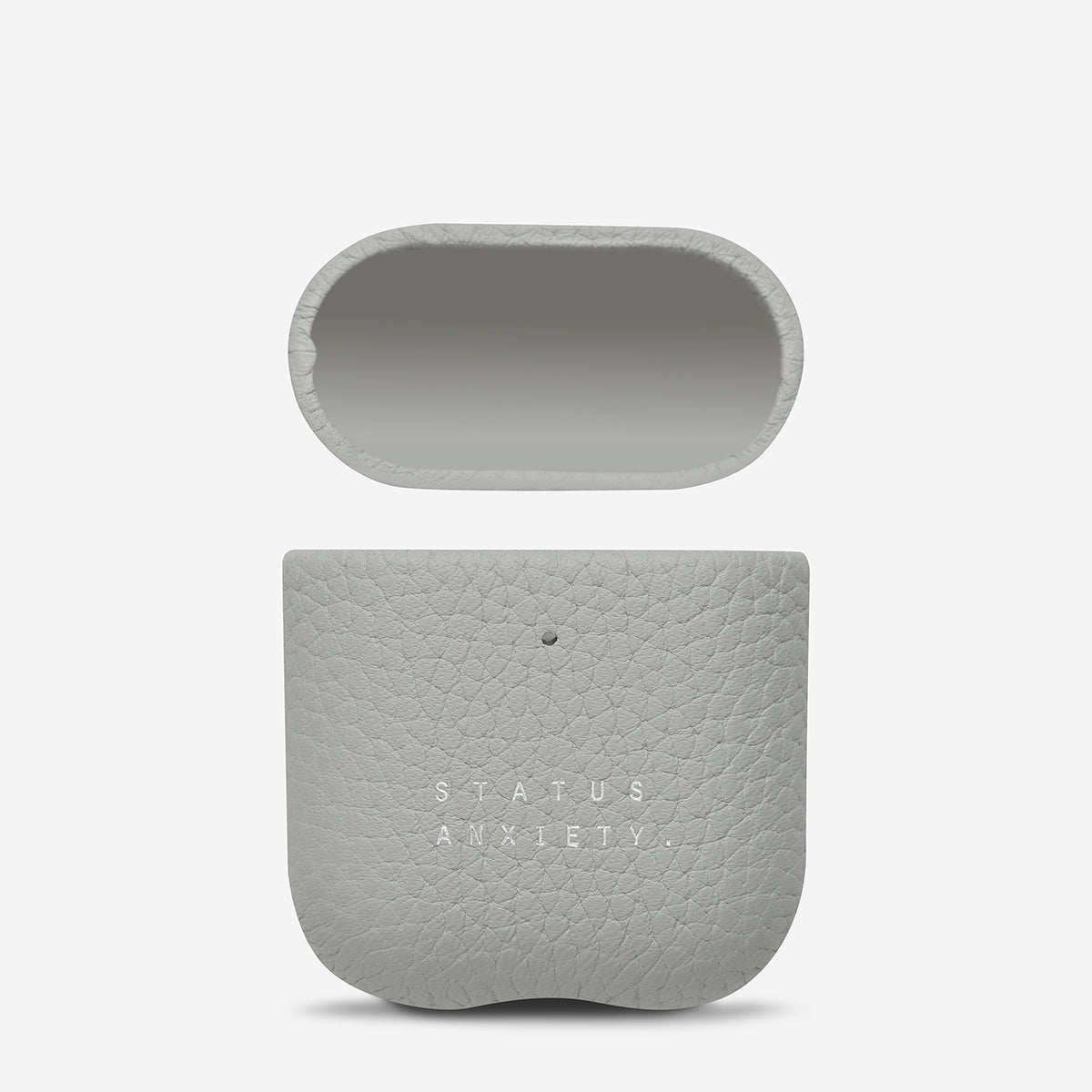 Status Anxiety Miracle Worker Leather Airpods Case Light Grey