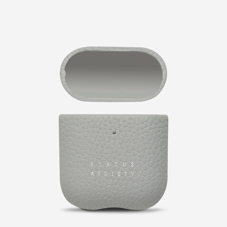 Status Anxiety Miracle Worker Leather Airpods Case Light Grey