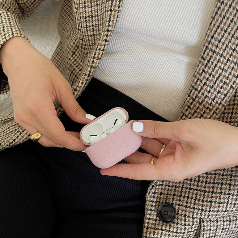 Status Anxiety Miracle Worker Leather Airpods Case Dusty Pink
