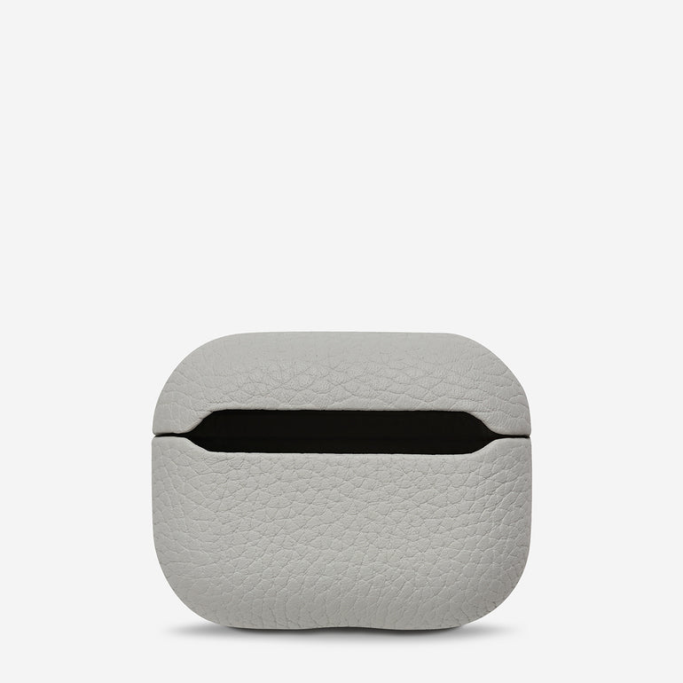 Status Anxiety Miracle Worker Leather Airpods Case Light Grey