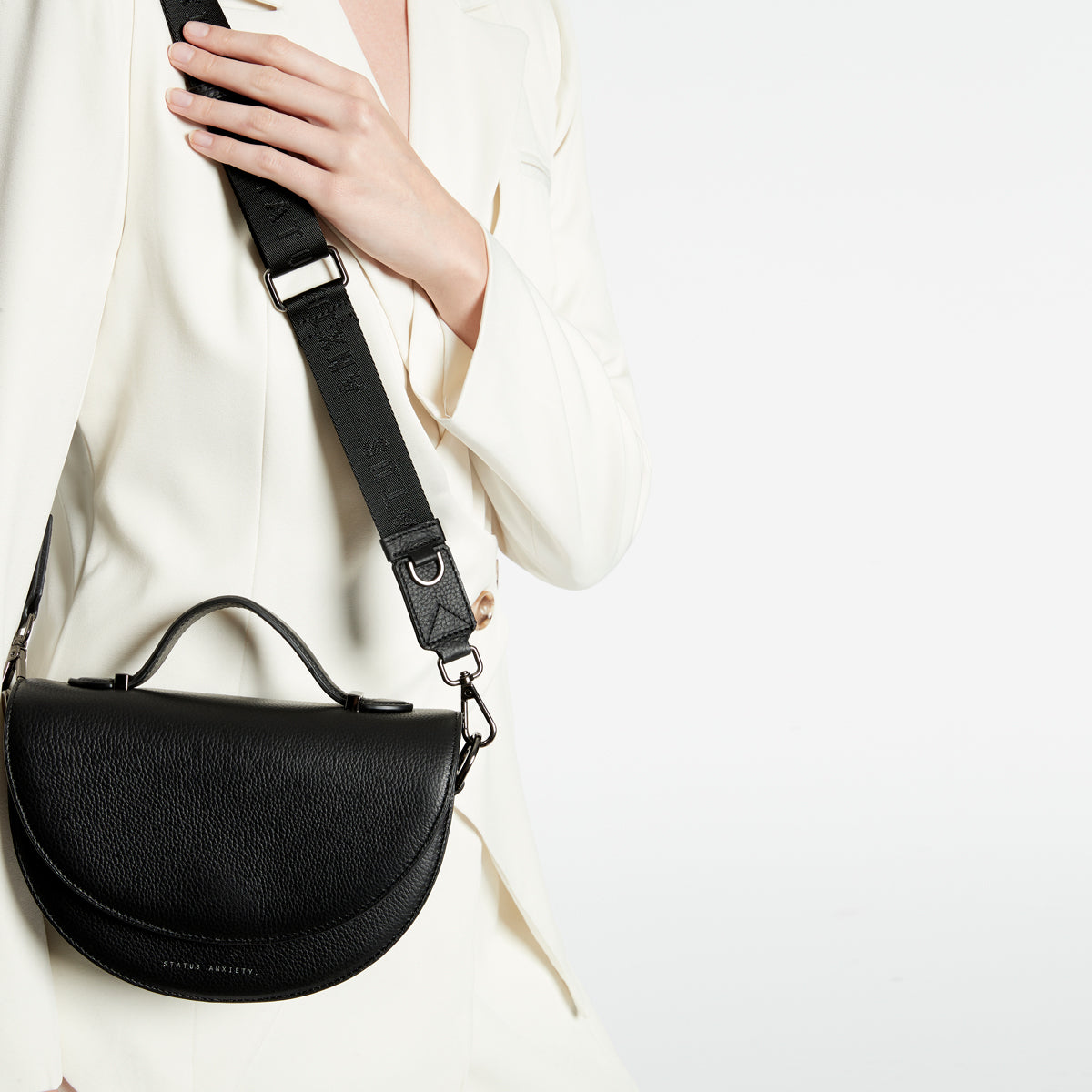 Status Anxiety Black Thin Webbed Strap for Bags 