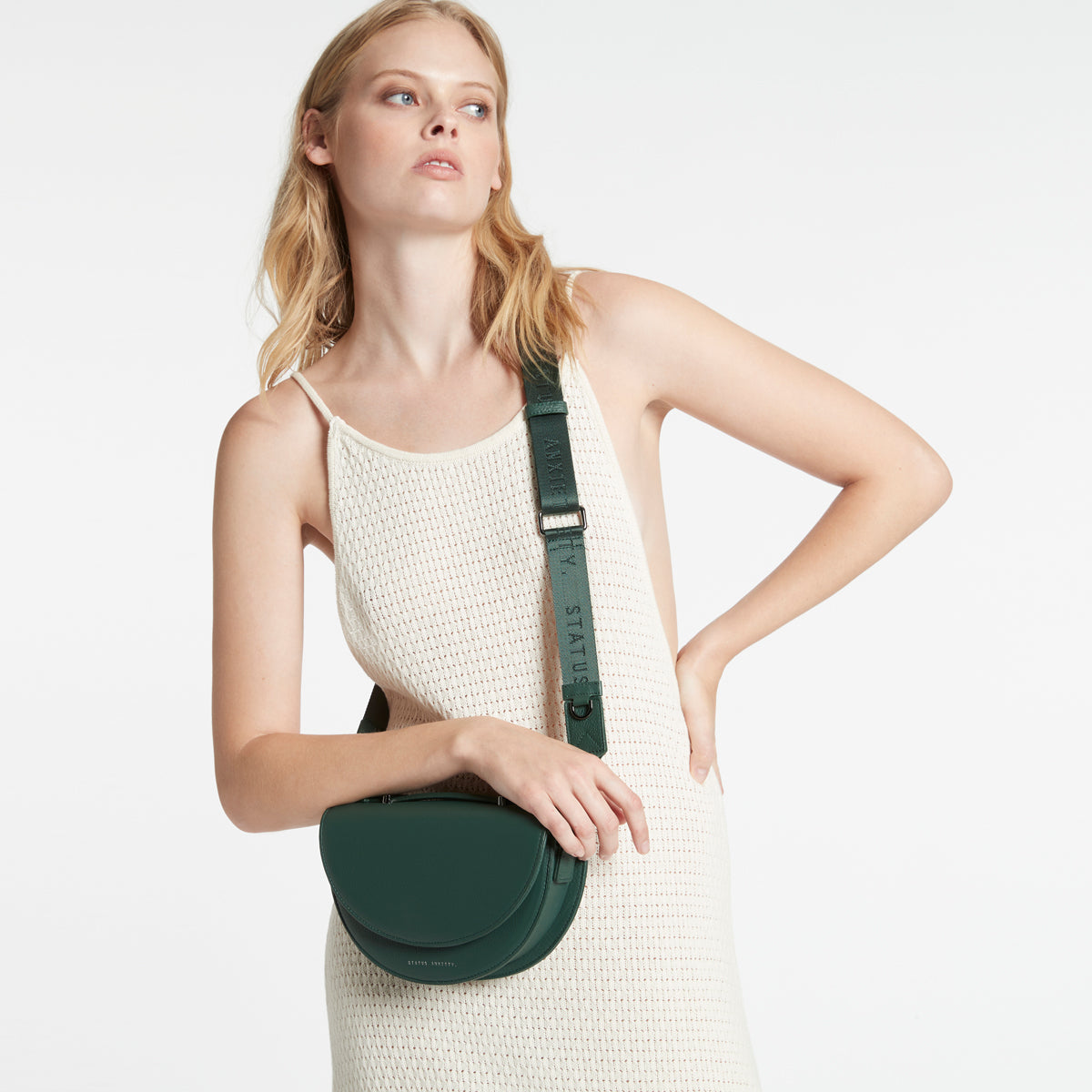 Status Anxiety Green Thin Webbed Strap for Bags 
