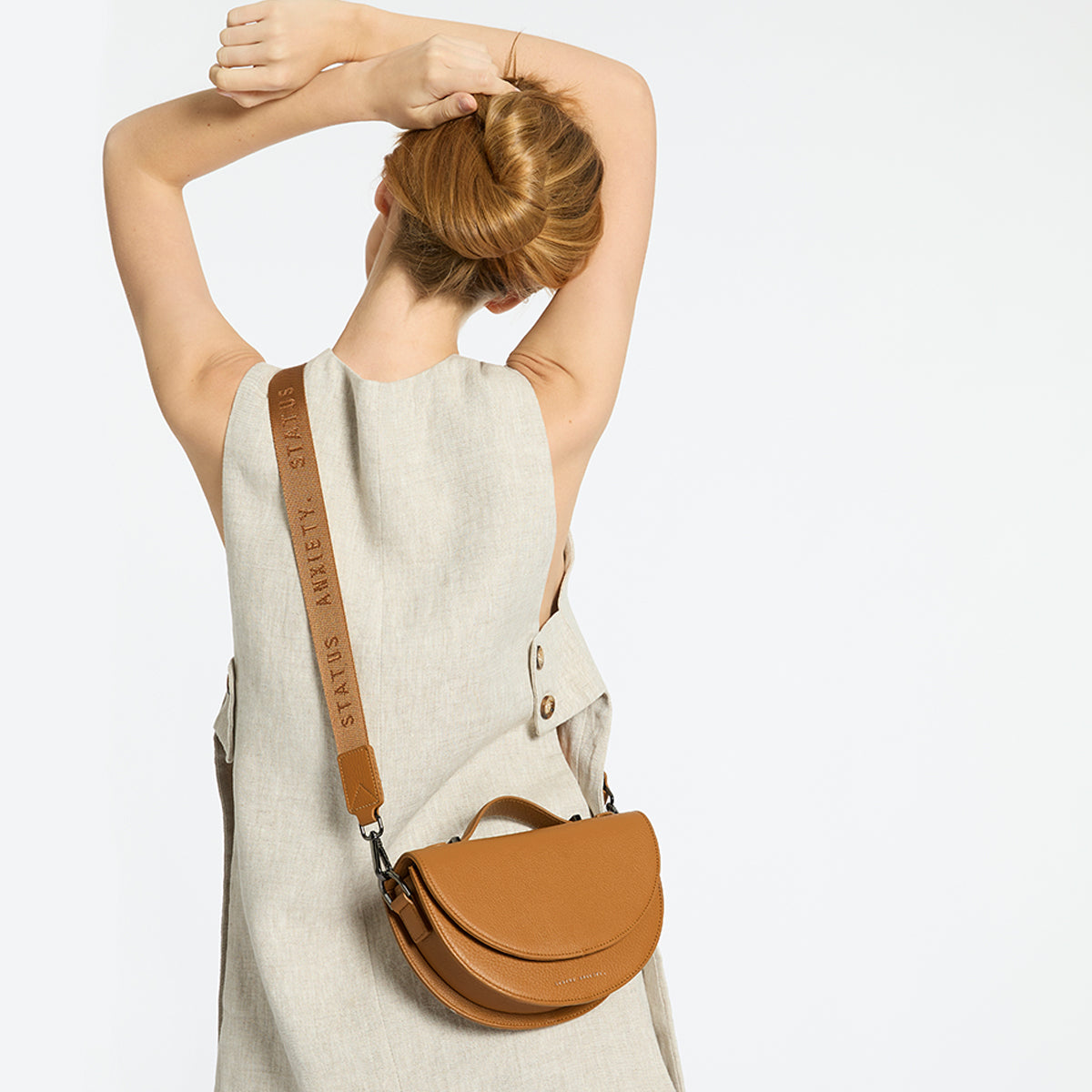 Status Anxiety Tan Thin Webbed Strap for Bags 
