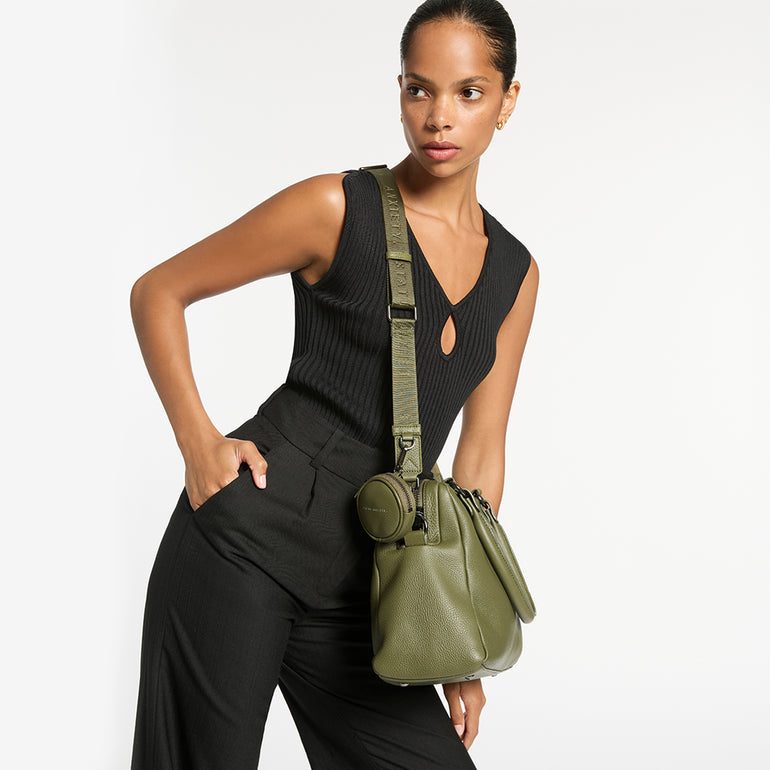 Status Anxiety Khaki Thin Webbed Strap for Bags 
